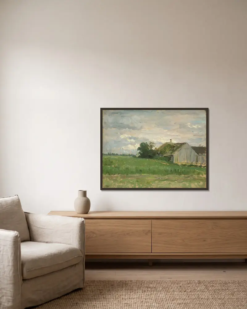 Landschaftsstudie von Erik Werenskiold gerahmt an einer Wand