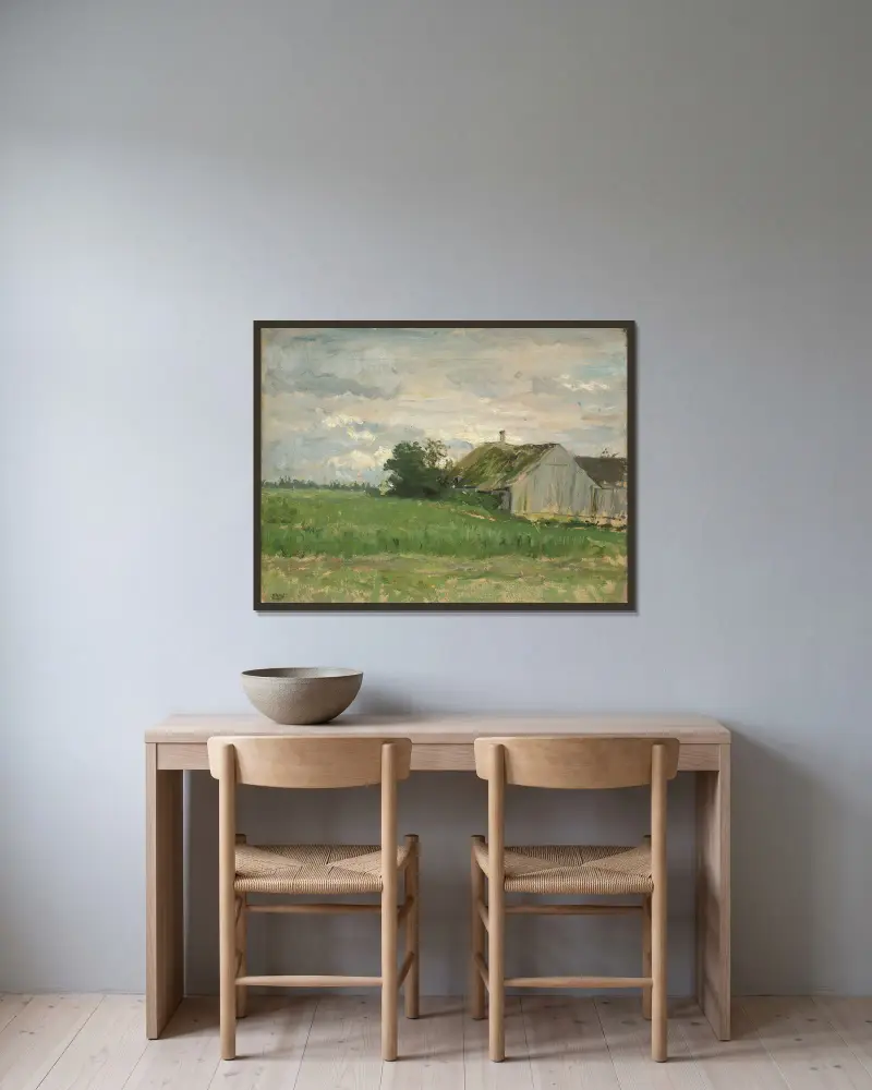 Landschaftsstudie von Erik Werenskiold gerahmt an einer Wand