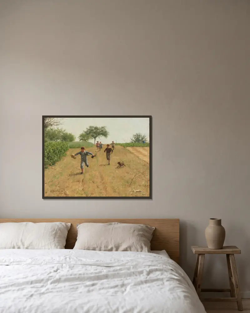 Skylarking av Erik Werenskiold inramad på en vägg