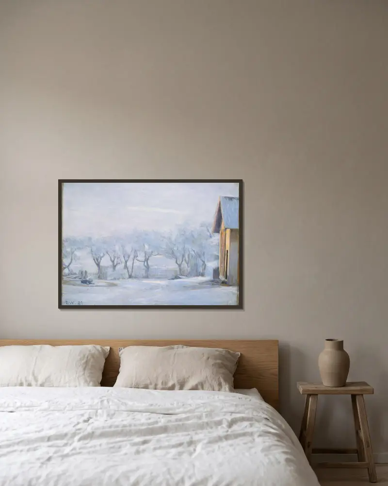 Weißer Frost von Erik Werenskiold gerahmt an einer Wand