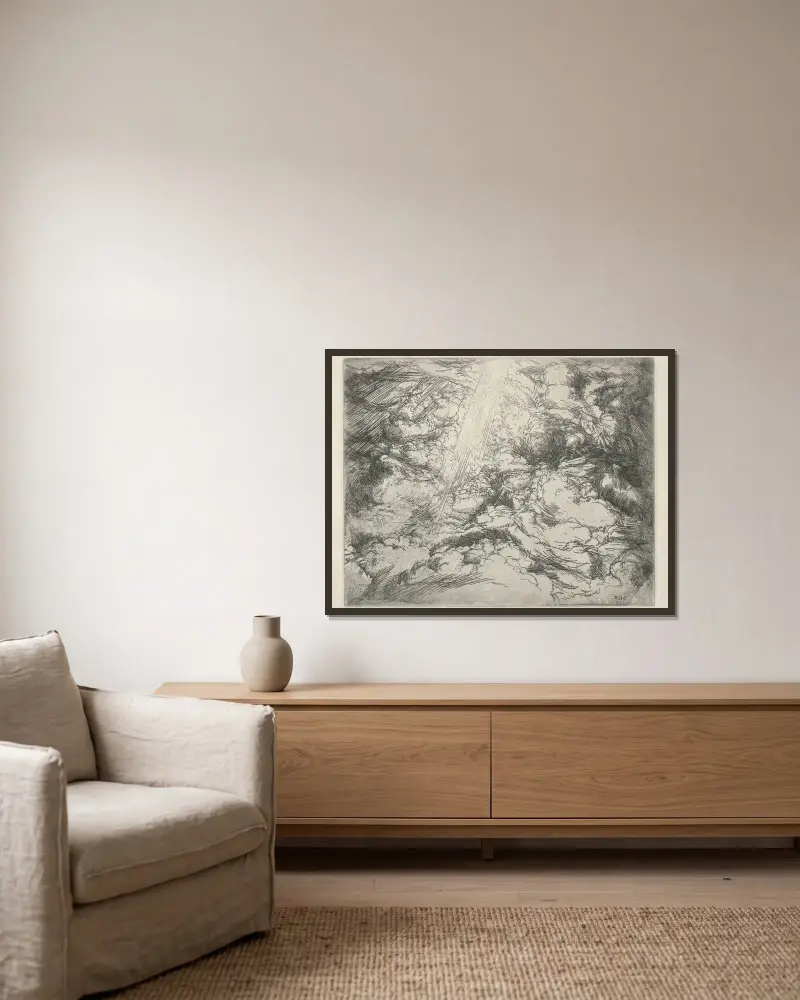 Himmlische Heerscharen von Ernest Haskell gerahmt an einer Wand