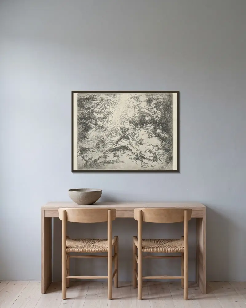 Himmlische Heerscharen von Ernest Haskell gerahmt an einer Wand