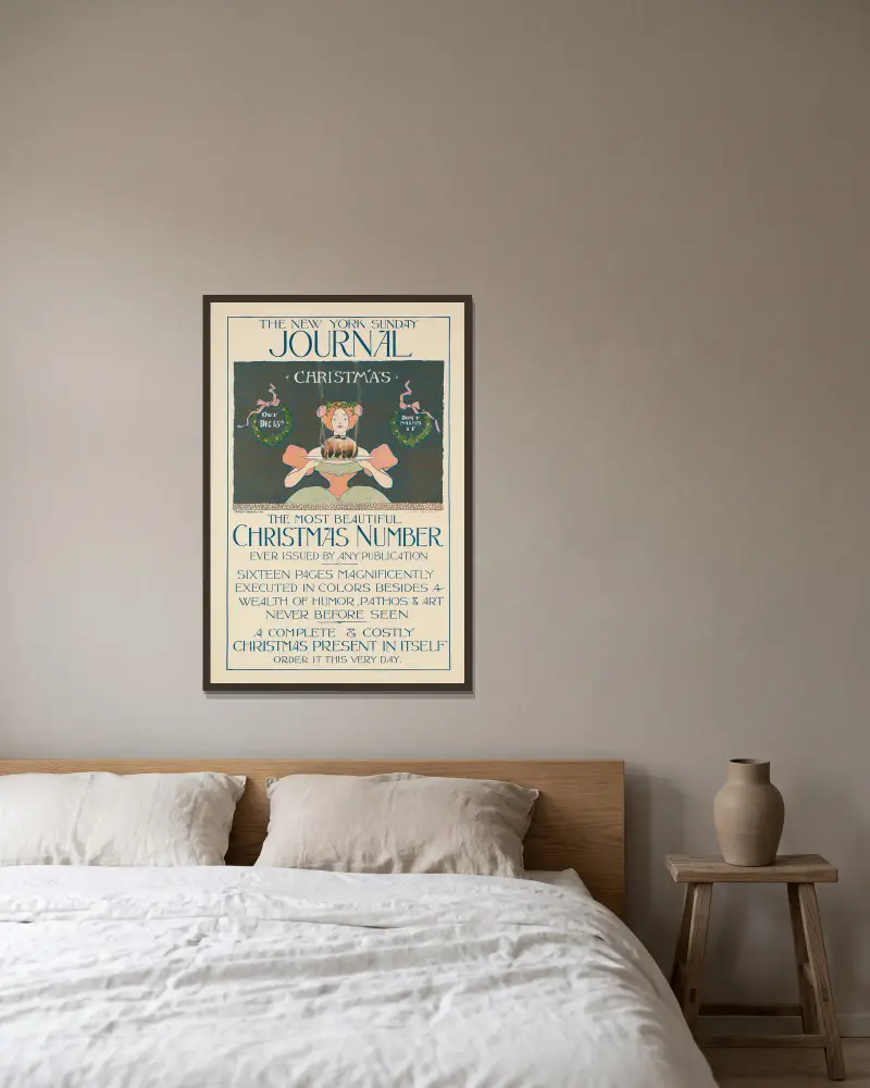 The New York Sunday Journal, julnummer av Ernest Haskell inramad på en vägg