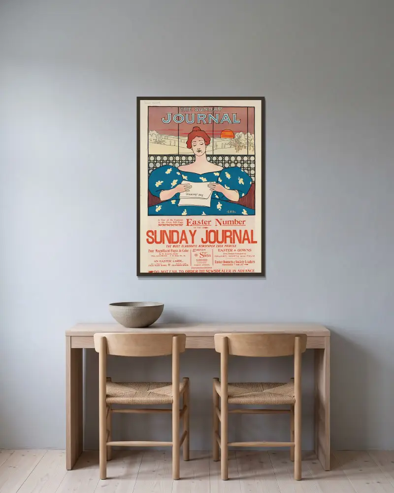The Sunday journal, Easter number av Ernest Haskell inramad på en vägg