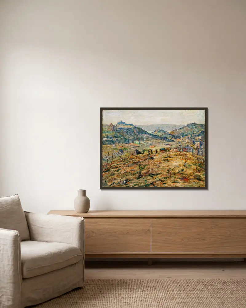 City Suburbs av Ernest Lawson inramad på en vägg