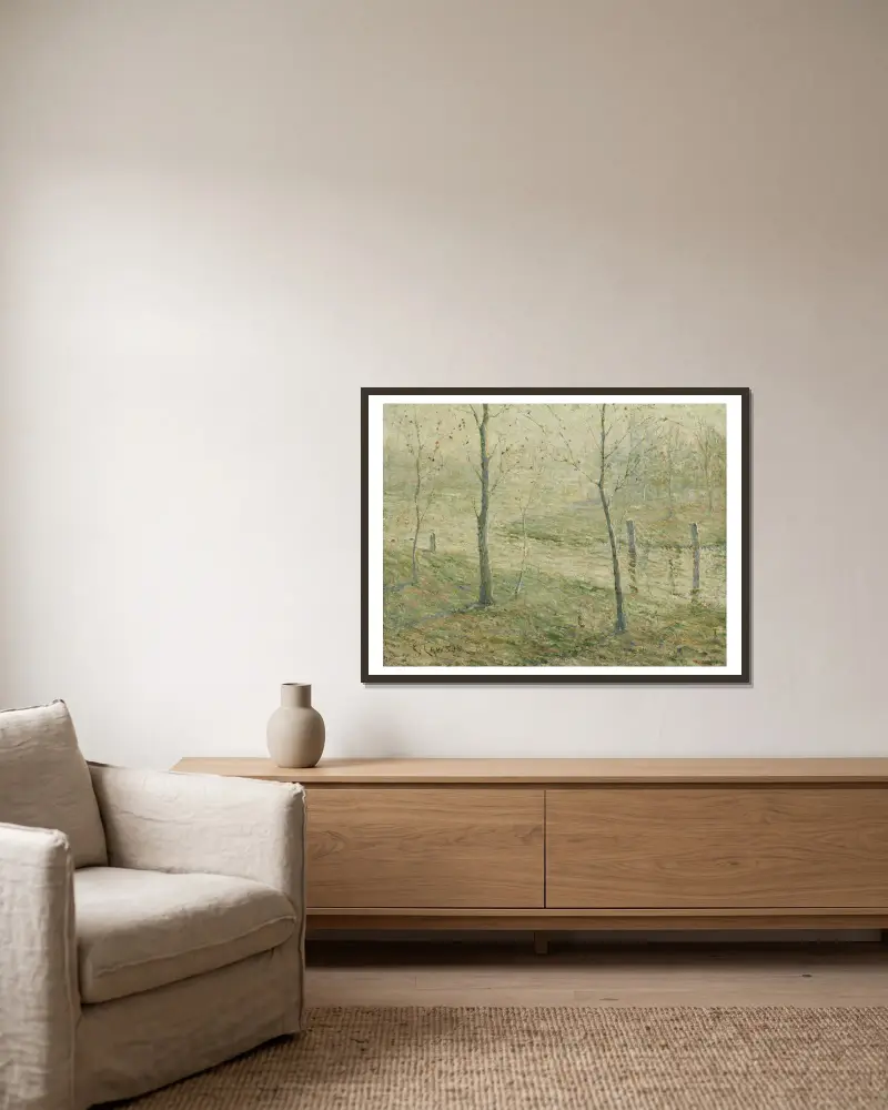 Ranní mlha, Ernest Lawson v rámu na stěně