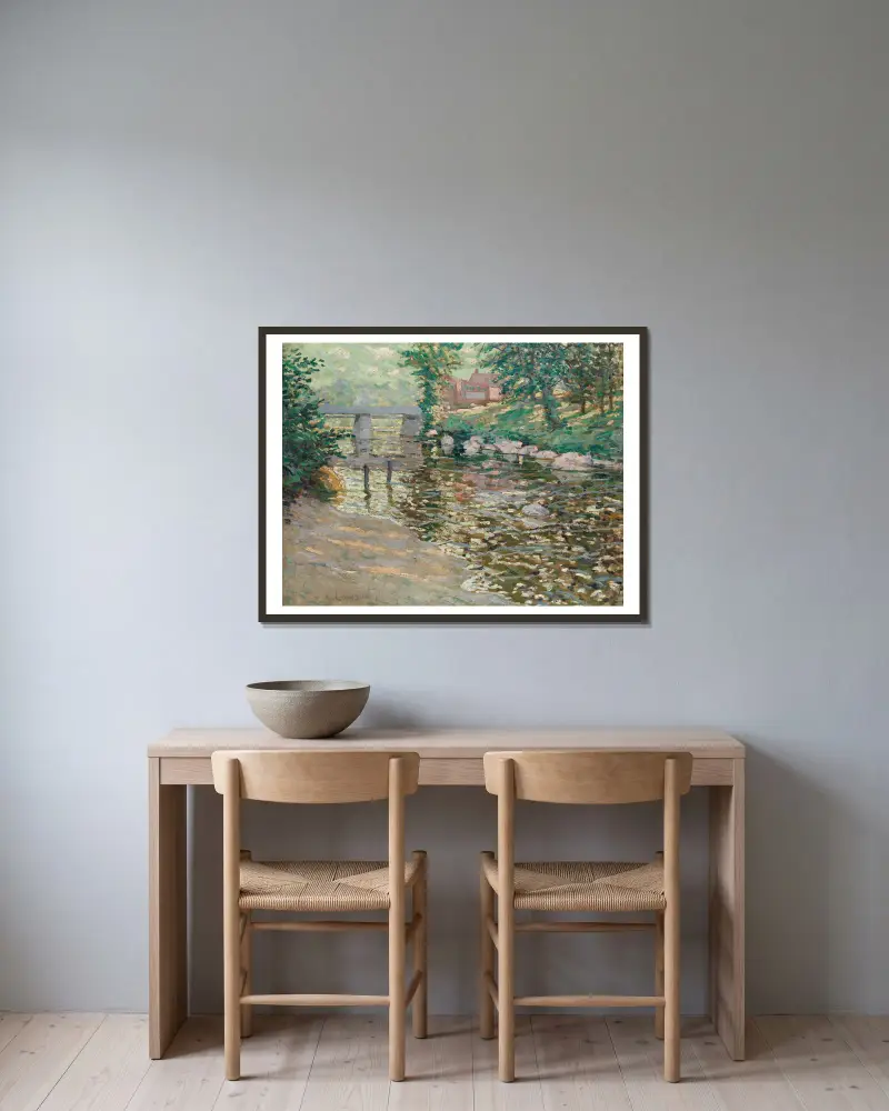 The Bronx River av Ernest Lawson inramad på en vägg