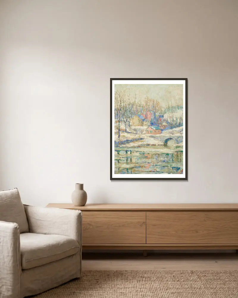 Tibbett's Creek – Winter von Ernest Lawson gerahmt an einer Wand