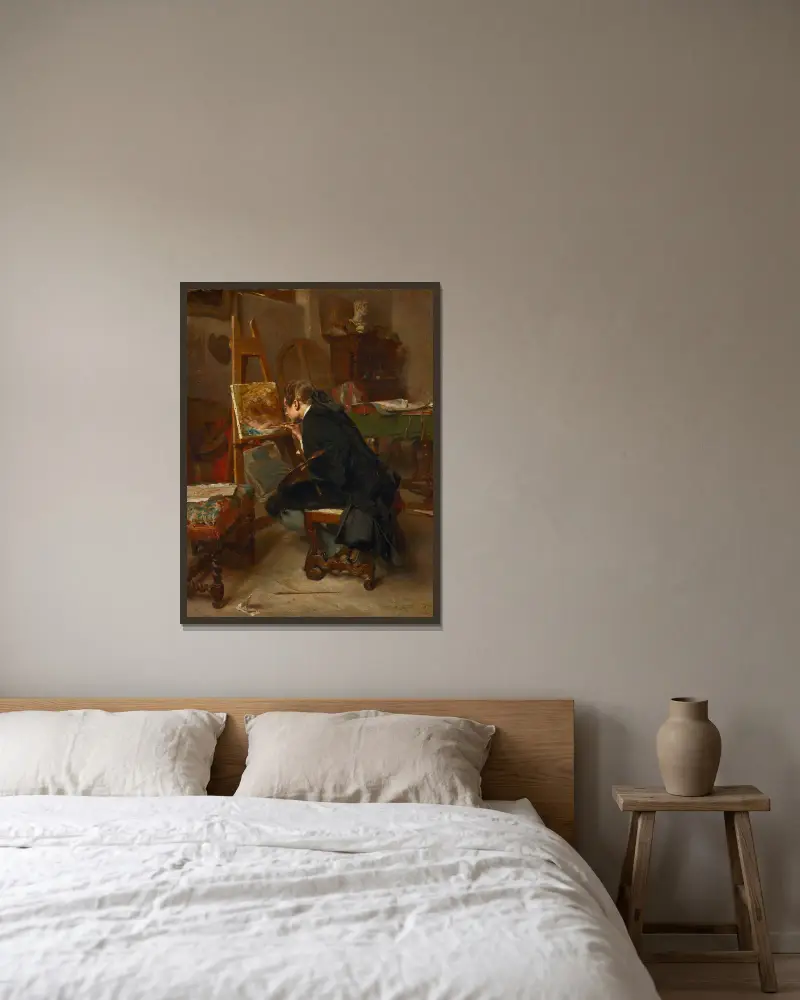 A Painter av Ernest Meissonier inramad på en vägg
