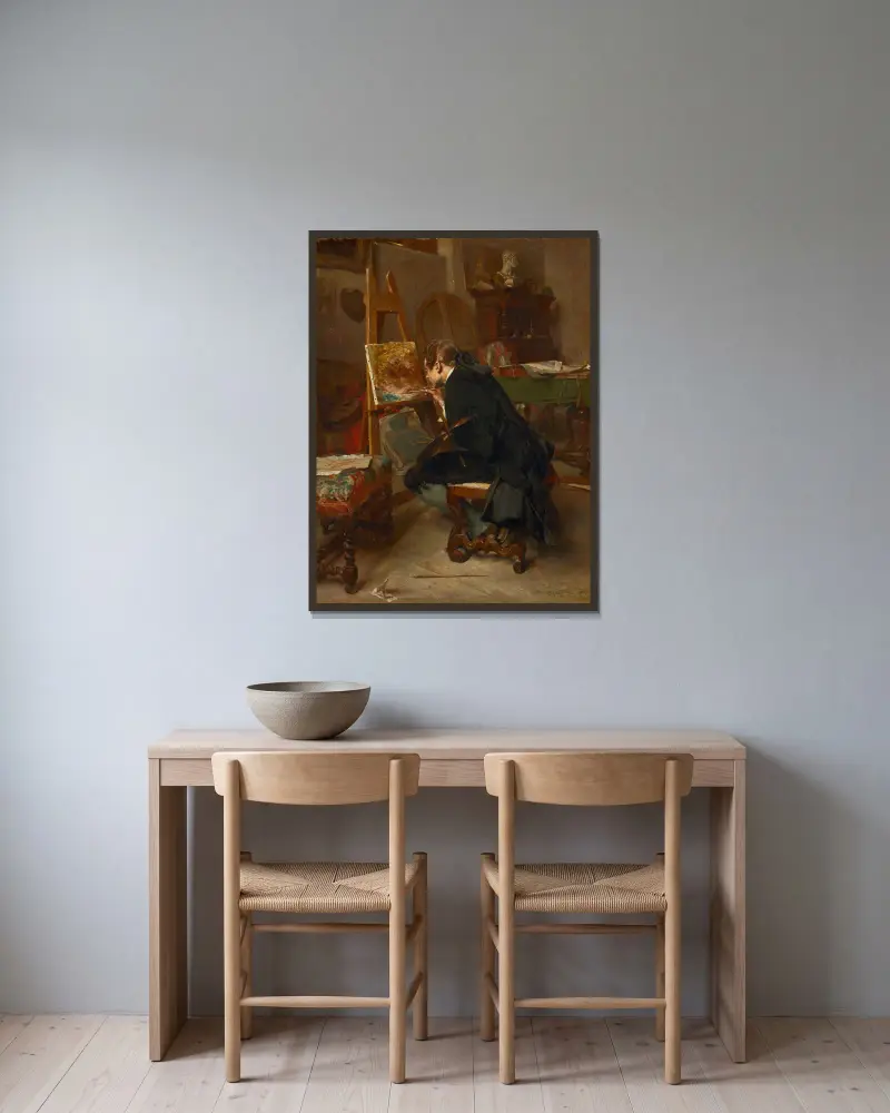 A Painter av Ernest Meissonier inramad på en vägg