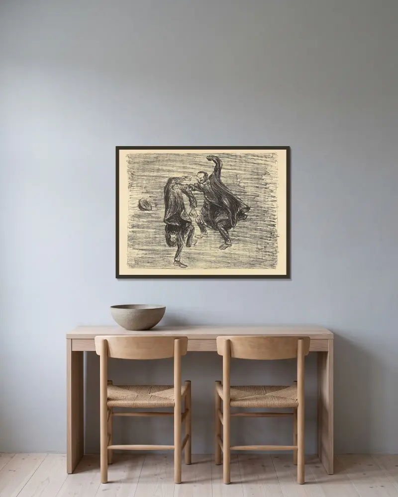 Der arme Vetter von Ernst Barlach gerahmt an einer Wand
