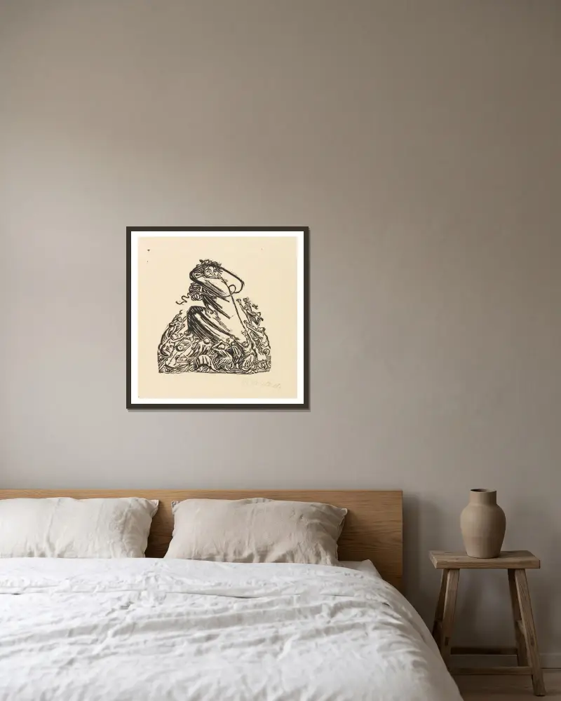 Der Kopf av Ernst Barlach inramad på en vägg