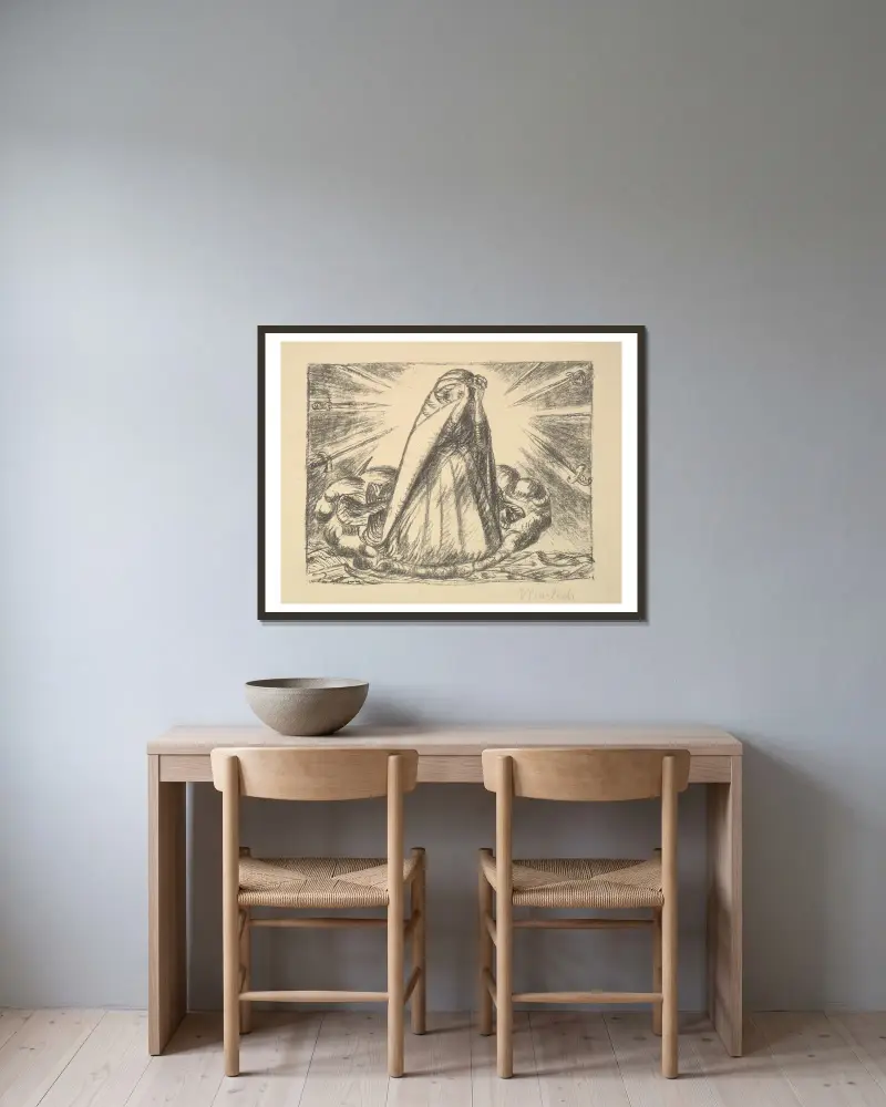 Dona Nobis Pacem (Gib uns Frieden) von Ernst Barlach gerahmt an einer Wand