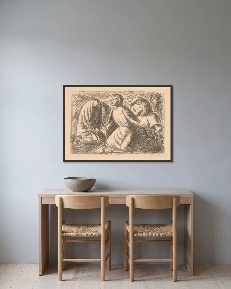 Nadzieja i rozpacz II, Ernst Barlach w ramie na ścianie
