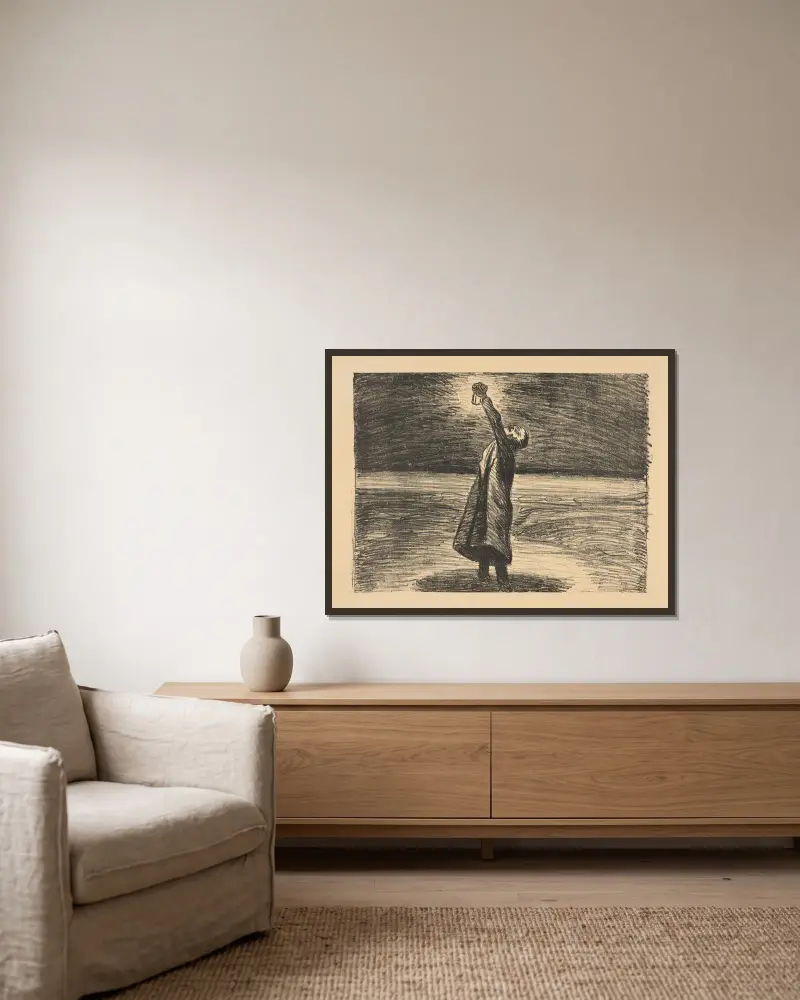 Die Laterne von Ernst Barlach gerahmt an einer Wand