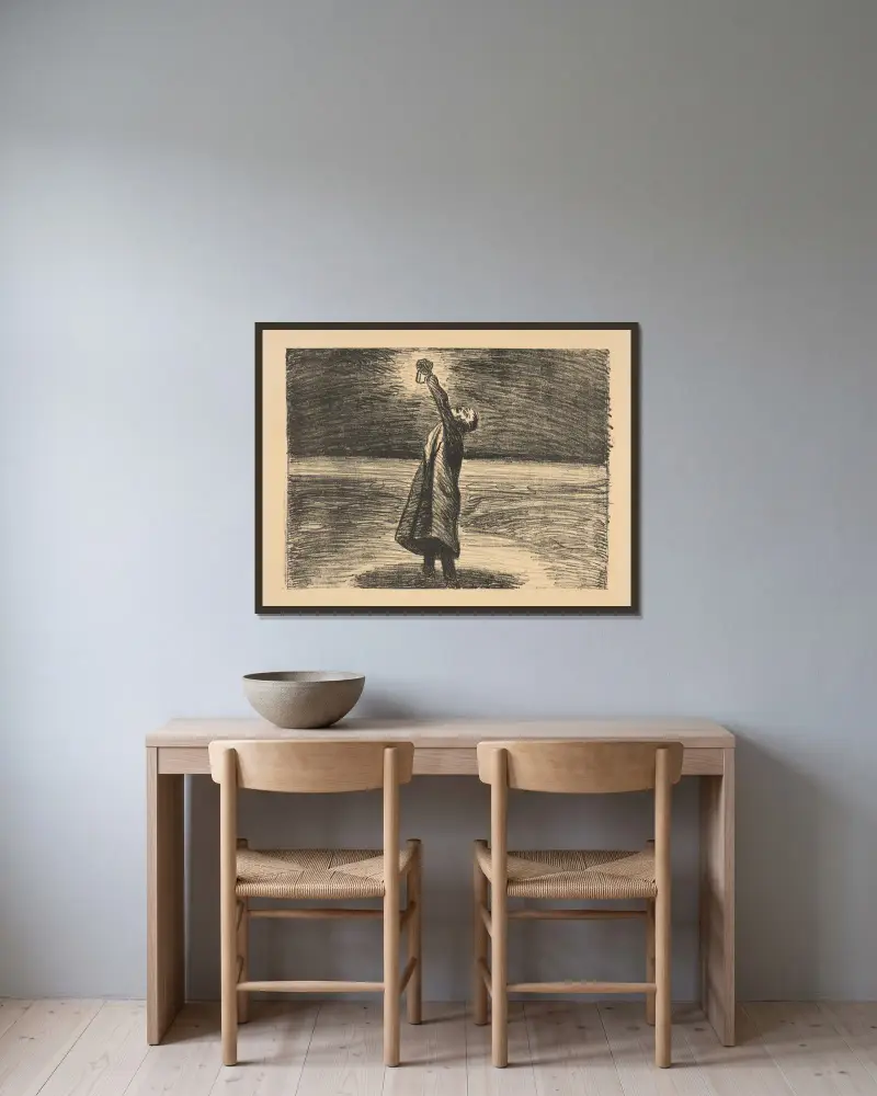 Die Laterne von Ernst Barlach gerahmt an einer Wand