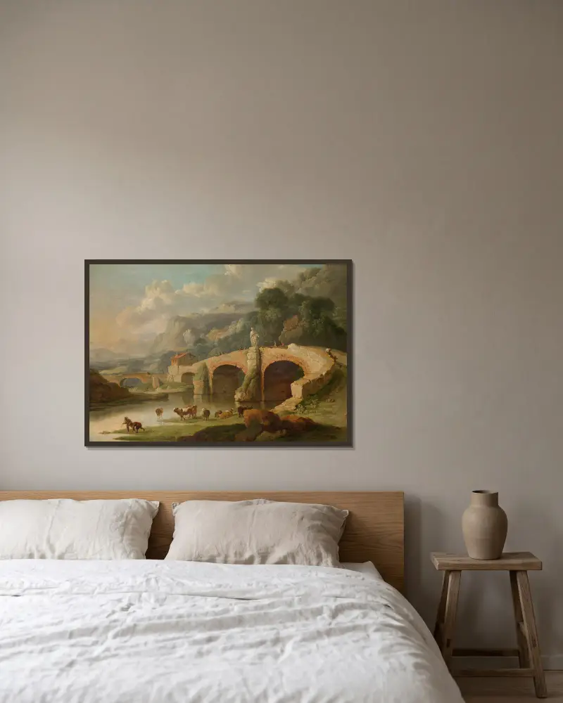 Italian Landscape av Christian Wilhelm Ernst Dietrich inramad på en vägg