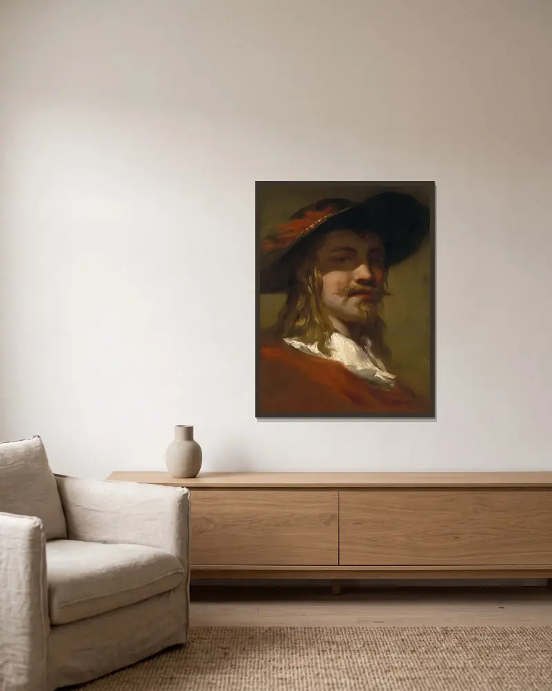 Porträtt av en man av Christian Wilhelm Ernst Dietrich inramad på en vägg