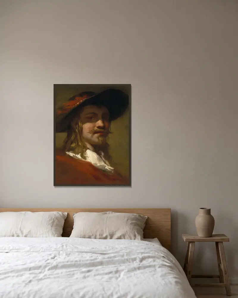 Porträtt av en man av Christian Wilhelm Ernst Dietrich inramad på en vägg