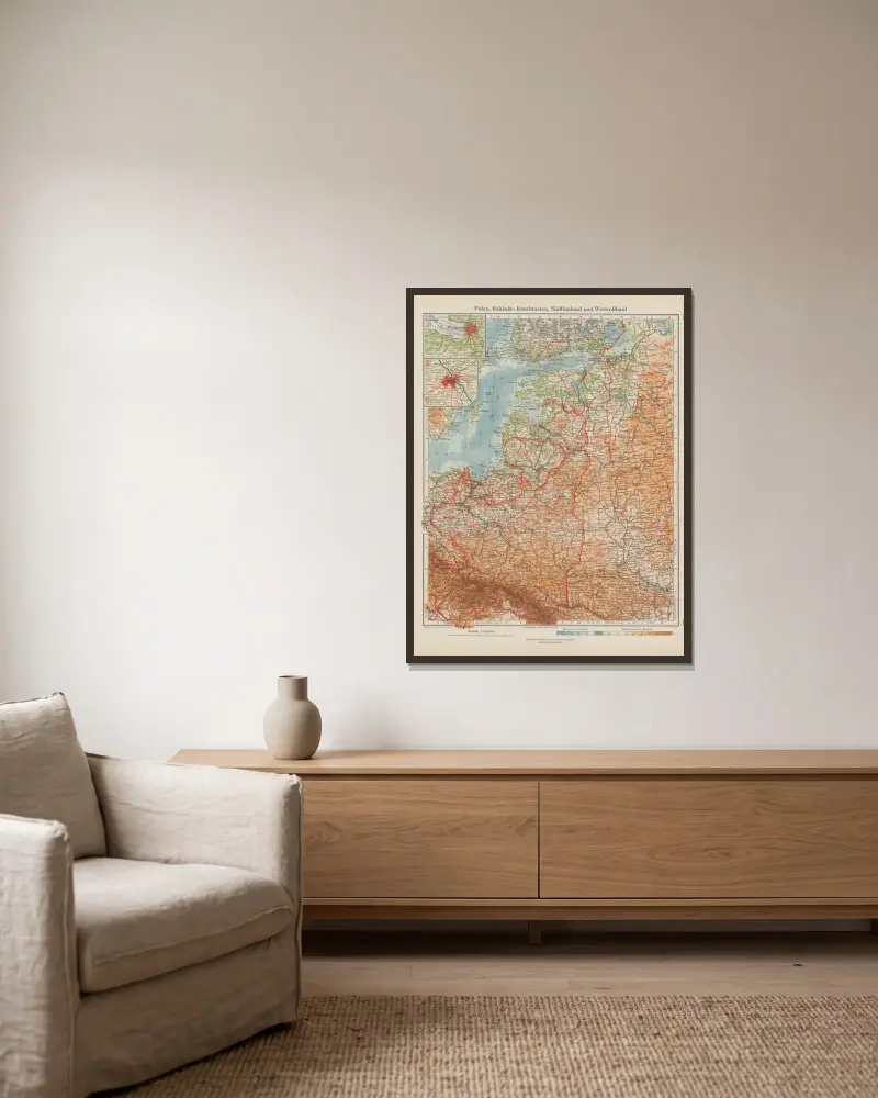 Polen, baltische Randstaaten, Südfinnland und Westrussland von Ernst Friedrich gerahmt an einer Wand