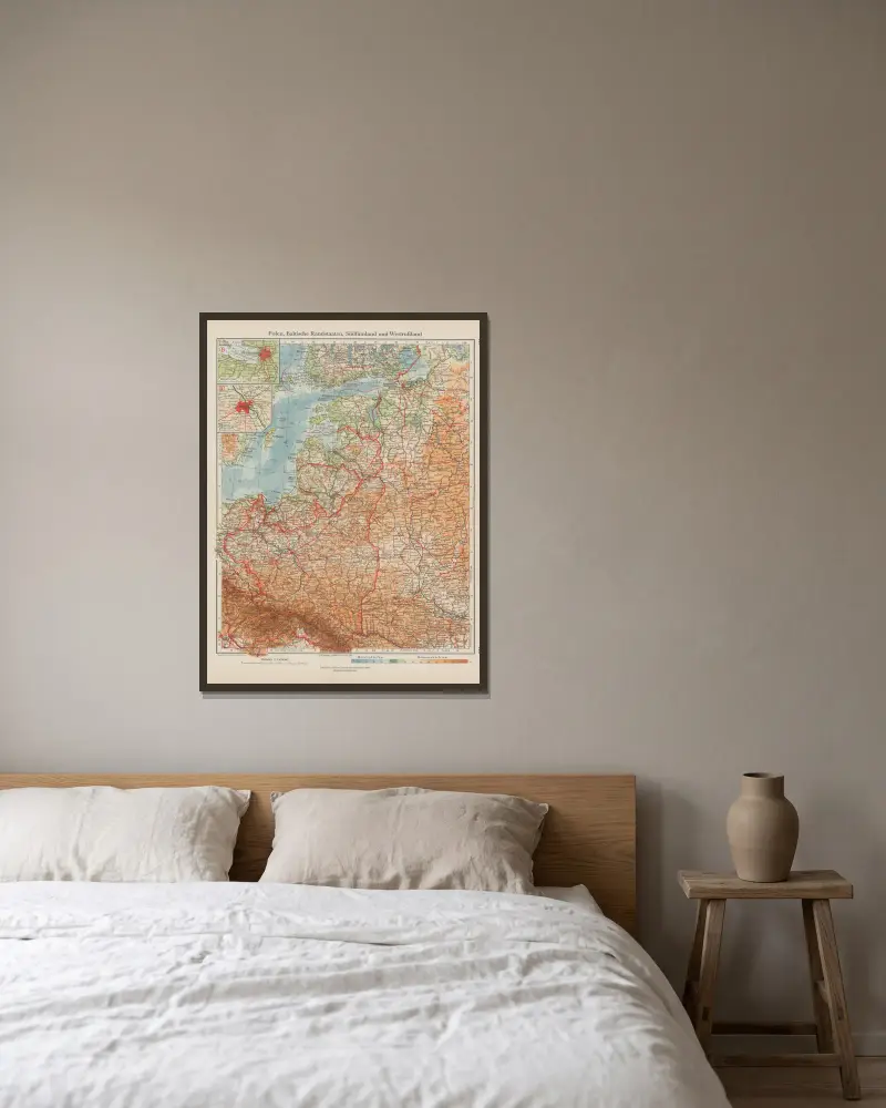 Polen, baltische Randstaaten, Südfinnland und Westrussland von Ernst Friedrich gerahmt an einer Wand