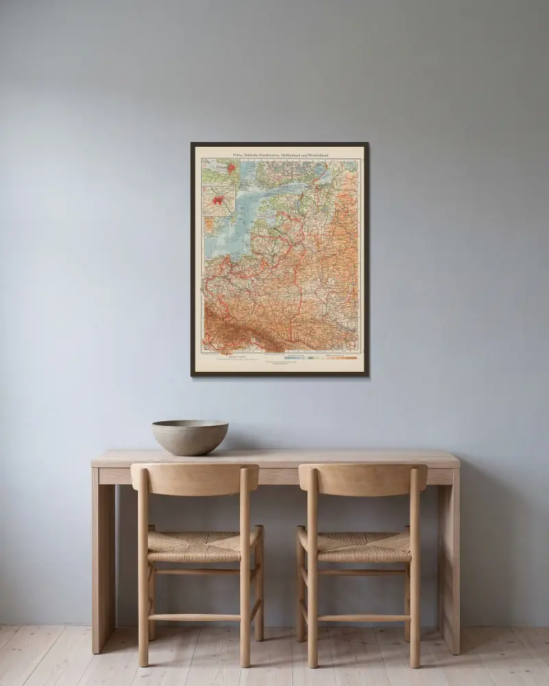 Polen, baltische Randstaaten, Südfinnland und Westrussland von Ernst Friedrich gerahmt an einer Wand