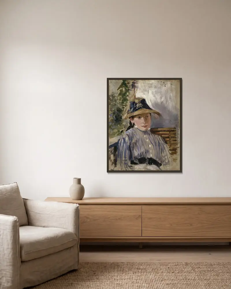 Flicka i blått av Ernst Josephson inramad på en vägg