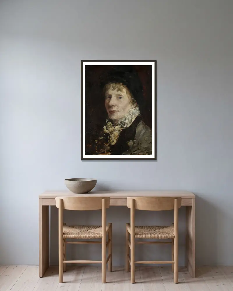 Porträtt av Anna Nordgren av Ernst Josephson inramad på en vägg