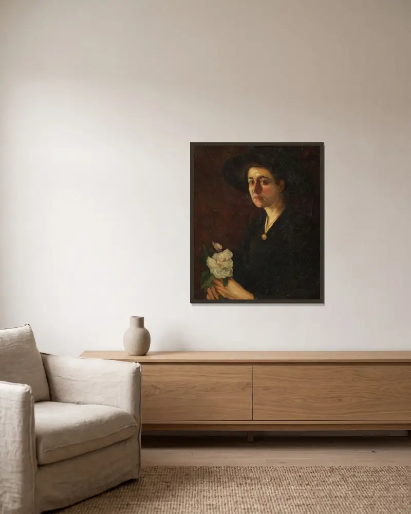 Bildnis der Mademoiselle Genet von Ernst Josephson gerahmt an einer Wand