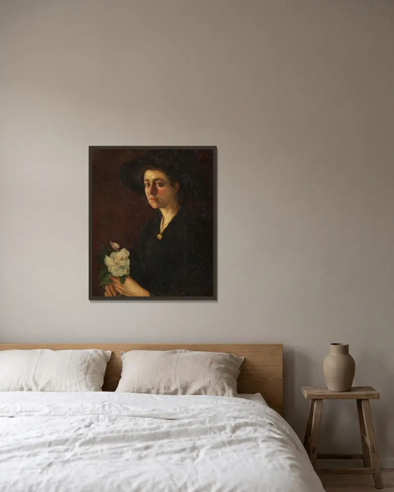 Bildnis der Mademoiselle Genet von Ernst Josephson gerahmt an einer Wand