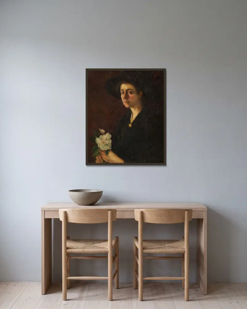 Bildnis der Mademoiselle Genet von Ernst Josephson gerahmt an einer Wand