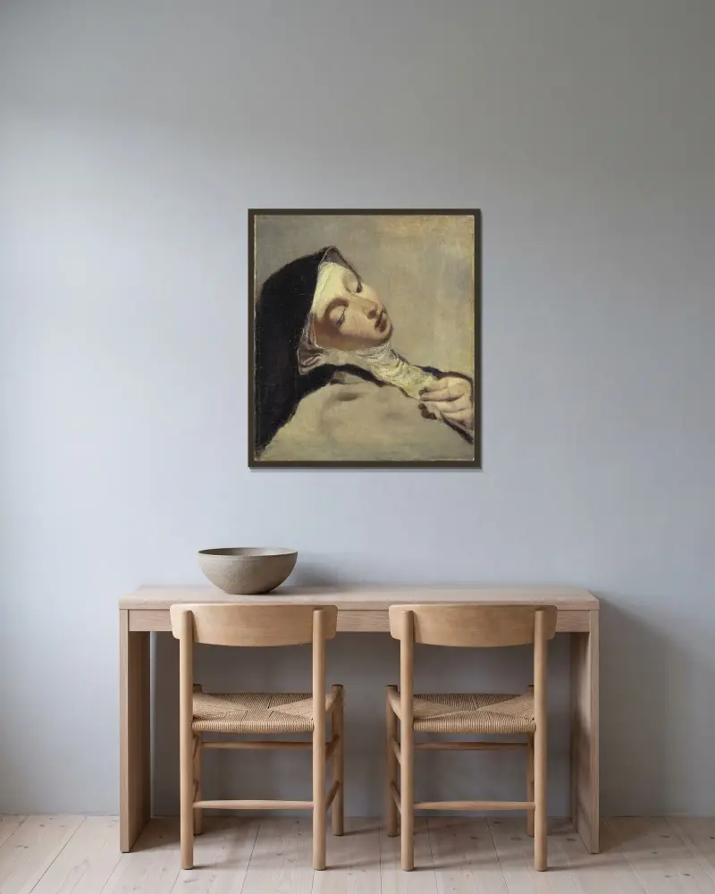 Hl. Teresa in Ekstase (nach Giovanni Battista Piazzetta) von Ernst Josephson gerahmt an einer Wand