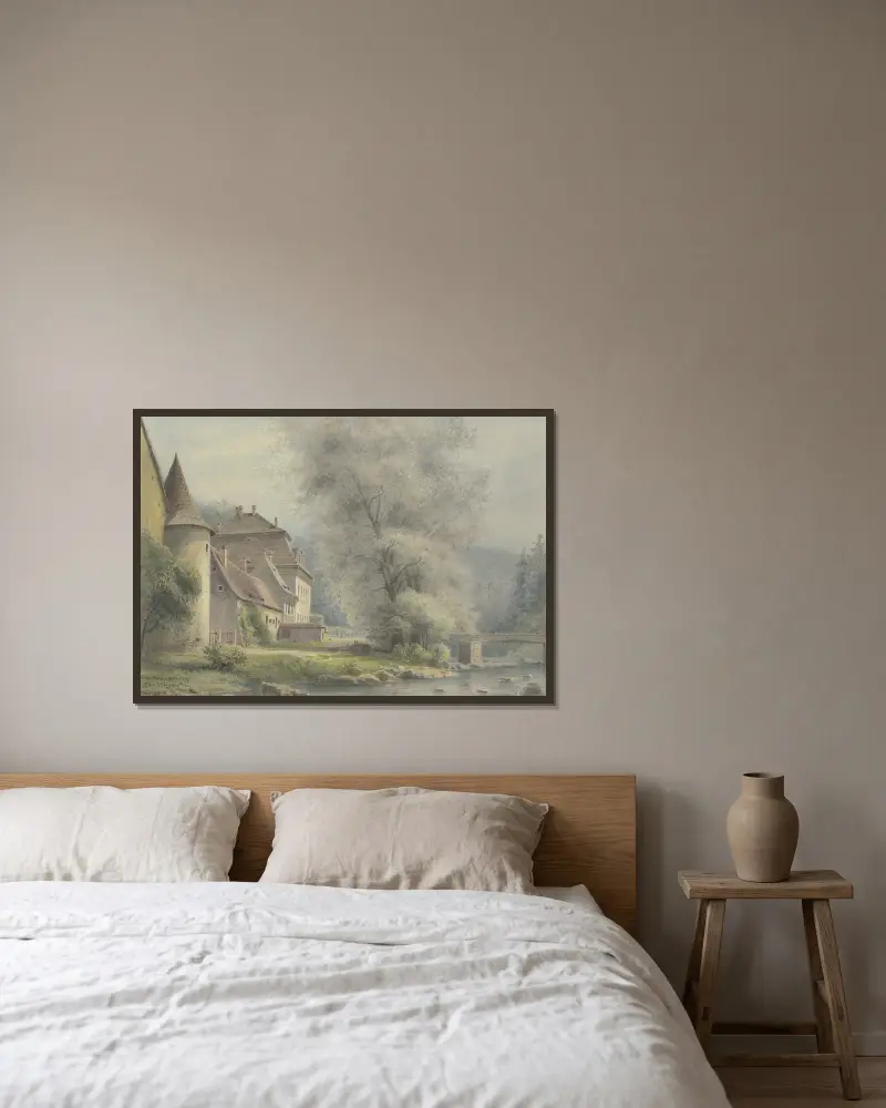 Janowitz castle av Friedrich Ernst Morgenstern inramad på en vägg