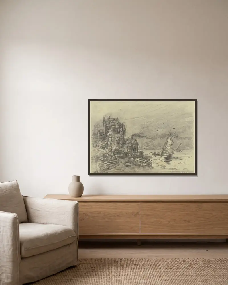Das Tor in Veere von Friedrich Ernst Morgenstern gerahmt an einer Wand