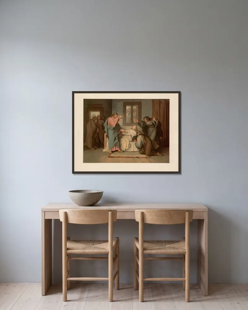 Jairi dotter uppväcks av Ernst Pessler inramad på en vägg