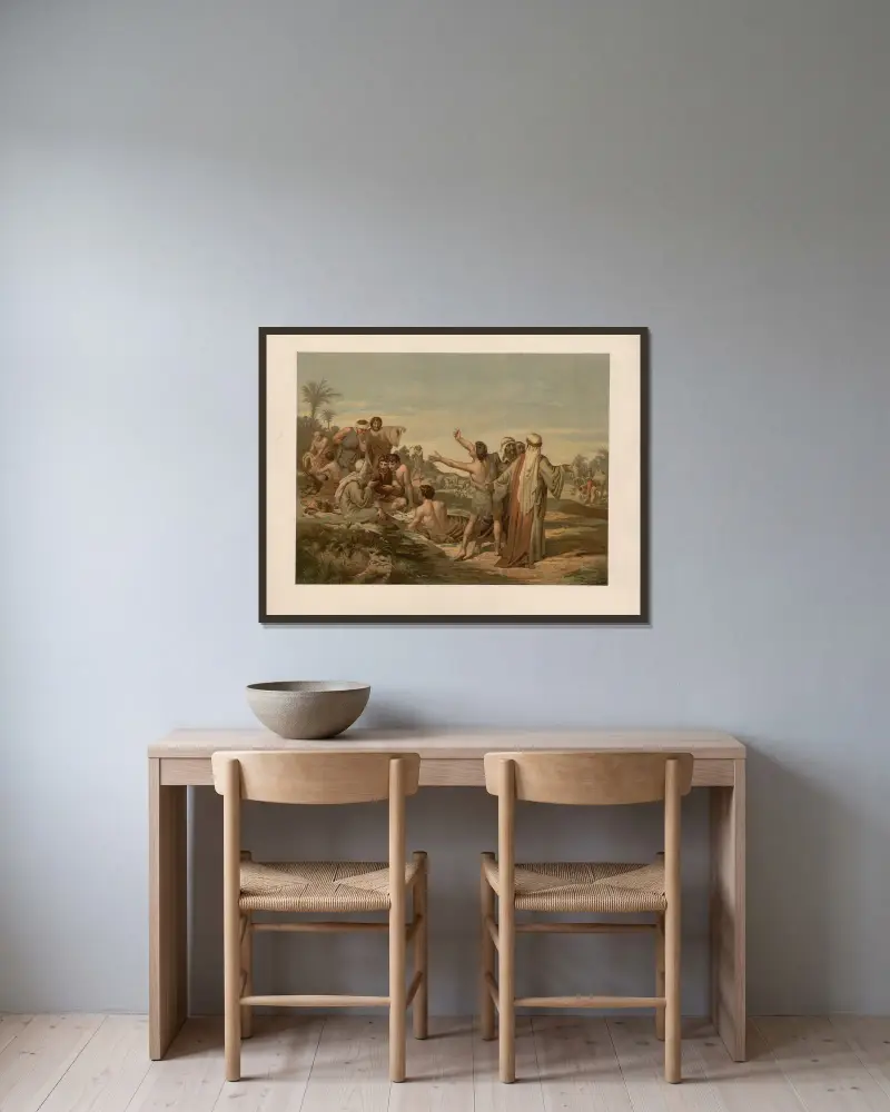 Josef säljs av sina bröder av Ernst Pessler inramad på en vägg