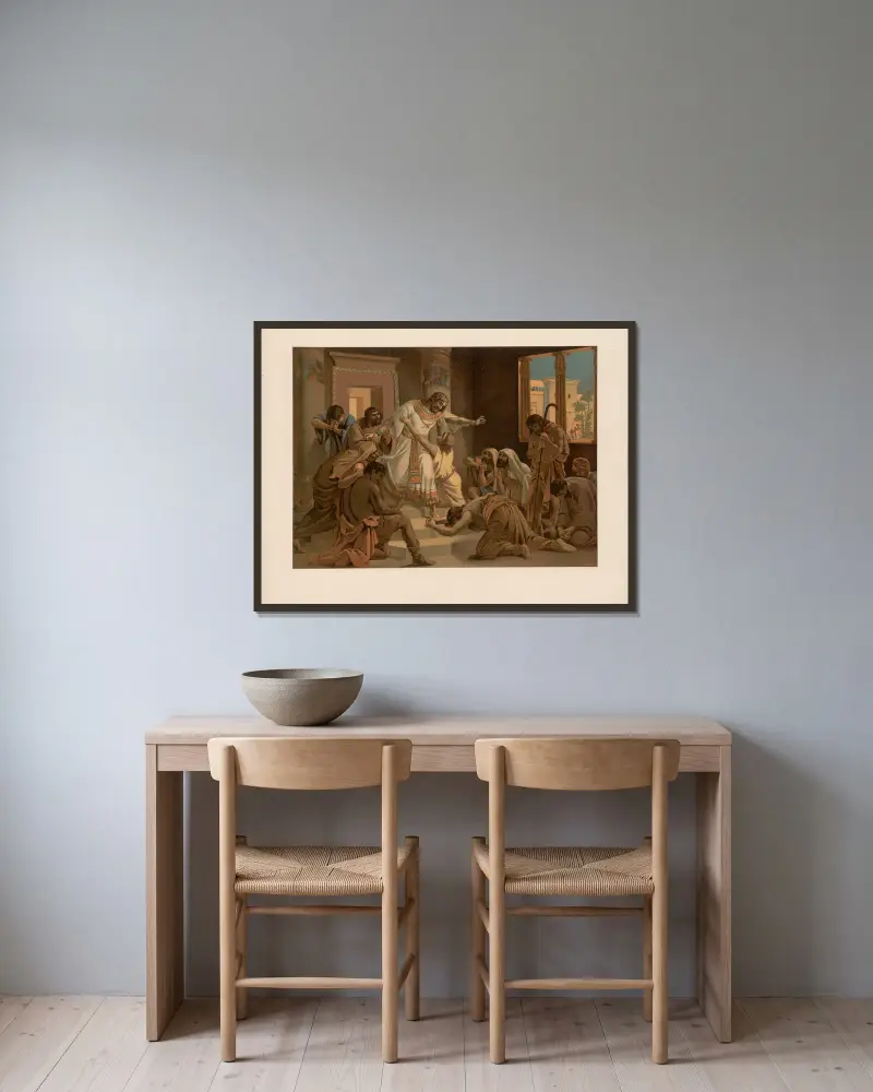 Josef ger sig till känna för sina bröder av Ernst Pessler inramad på en vägg