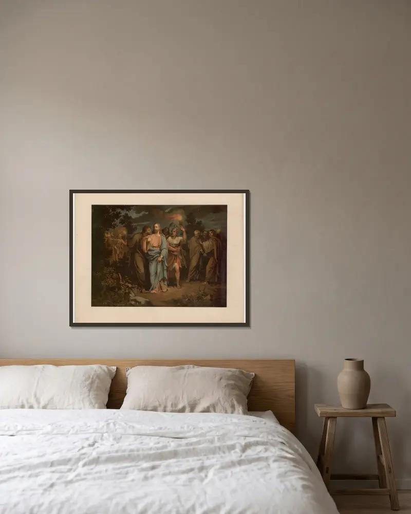 Der Judaskuss von Ernst Pessler gerahmt an einer Wand