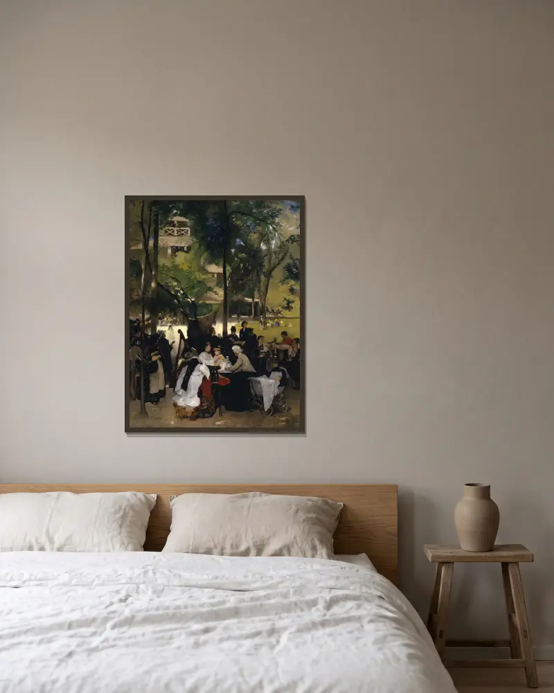Det kinesiska tornet i engelska trädgården i München av Ernst Schiess inramad på en vägg