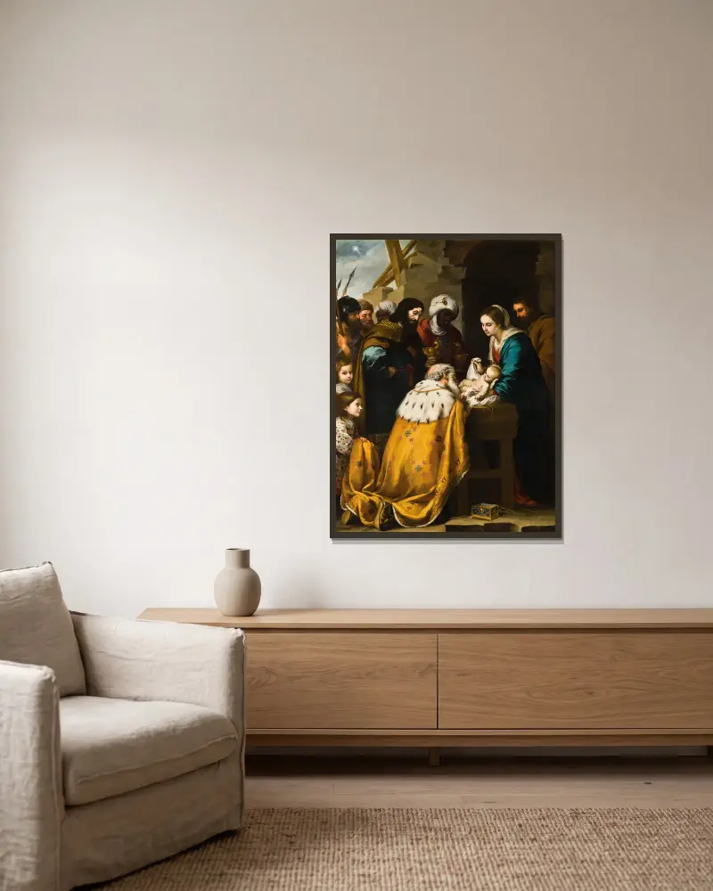 Adoration Of The Magi av Bartolomé Estebán Murillo inramad på en vägg