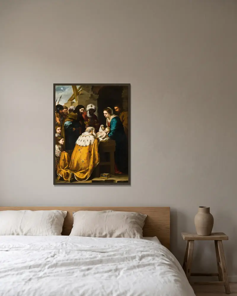 Adoration Of The Magi av Bartolomé Estebán Murillo inramad på en vägg