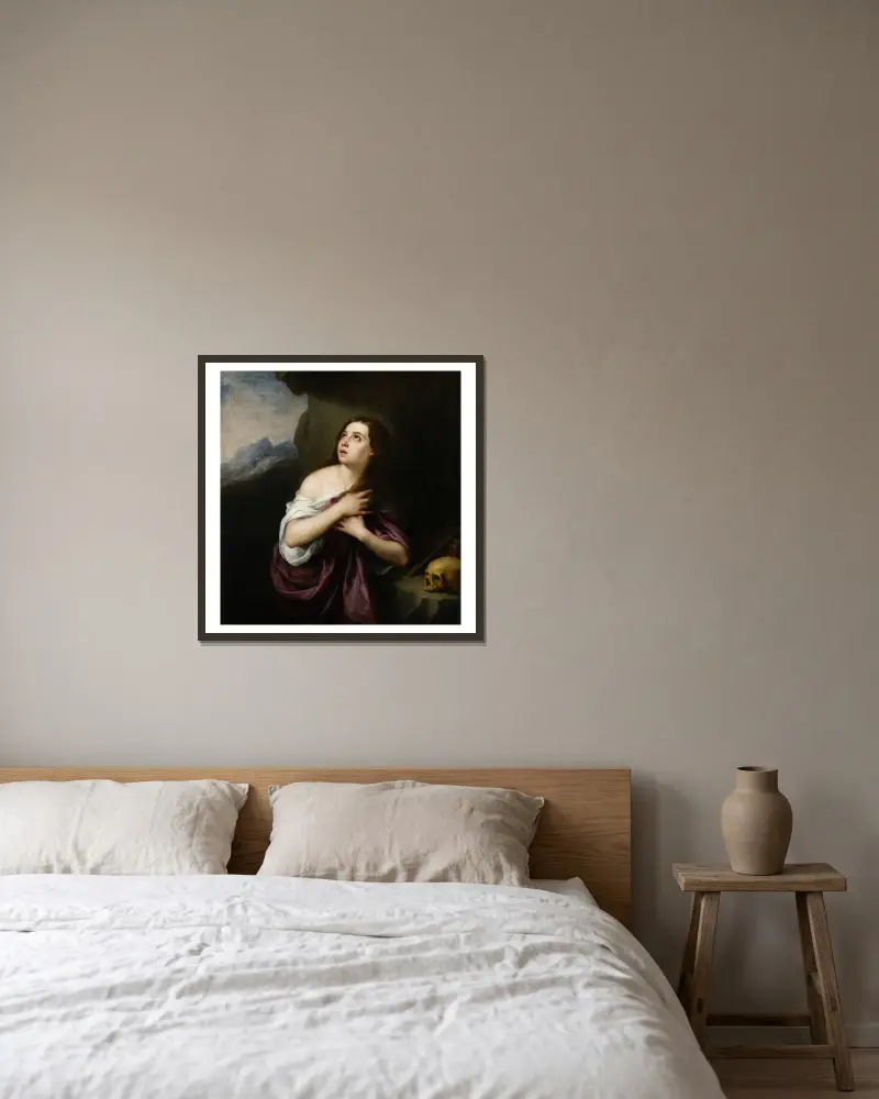 Büßende Magdalena von Bartolomé Estebán Murillo gerahmt an einer Wand