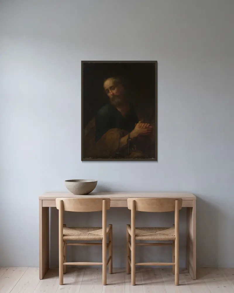 St. Peter av Bartolomé Estebán Murillo inramad på en vägg