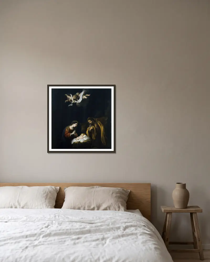 The Nativity av Bartolomé Estebán Murillo inramad på en vägg