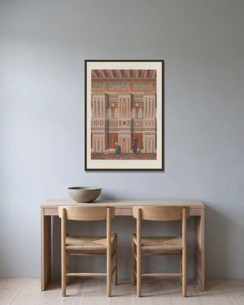La Décoration arabe Pl.49 av Marpon et Flammarion inramad på en vägg
