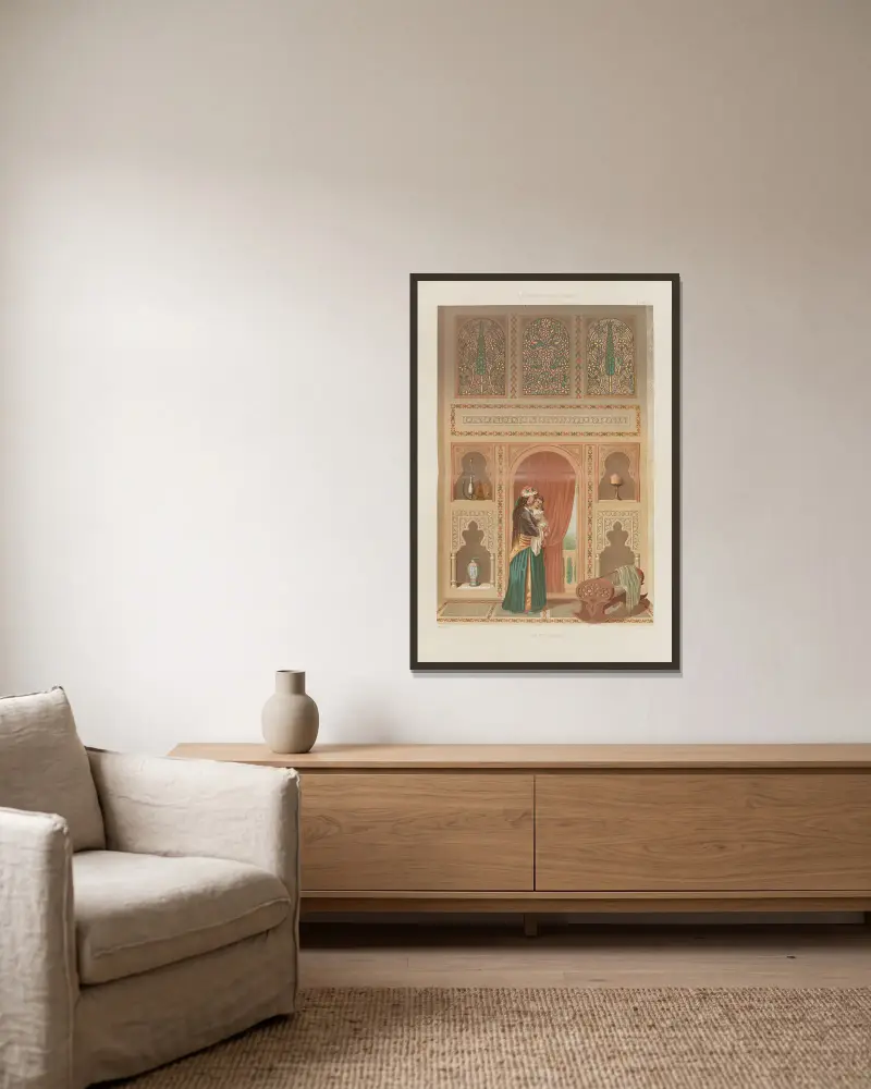 La Décoration arabe Pl.77 av Marpon et Flammarion inramad på en vägg
