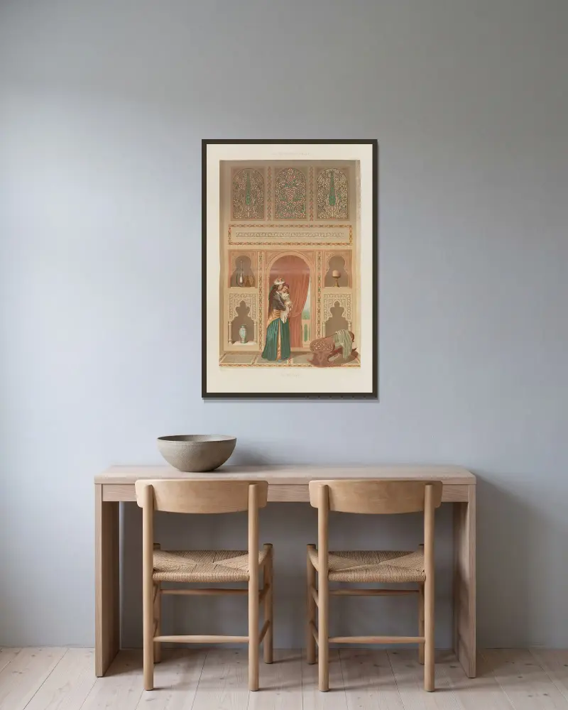 La Décoration arabe Pl.77 av Marpon et Flammarion inramad på en vägg