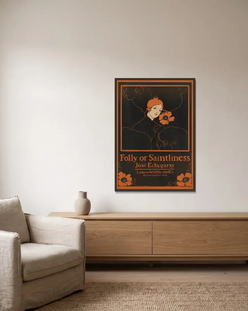 Torheit oder Heiligkeit von Ethel Reed gerahmt an einer Wand