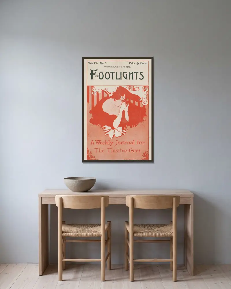 Footlights, a weekly journal for the theatre-goer. Philadelphia, October 10 von Ethel Reed gerahmt an einer Wand