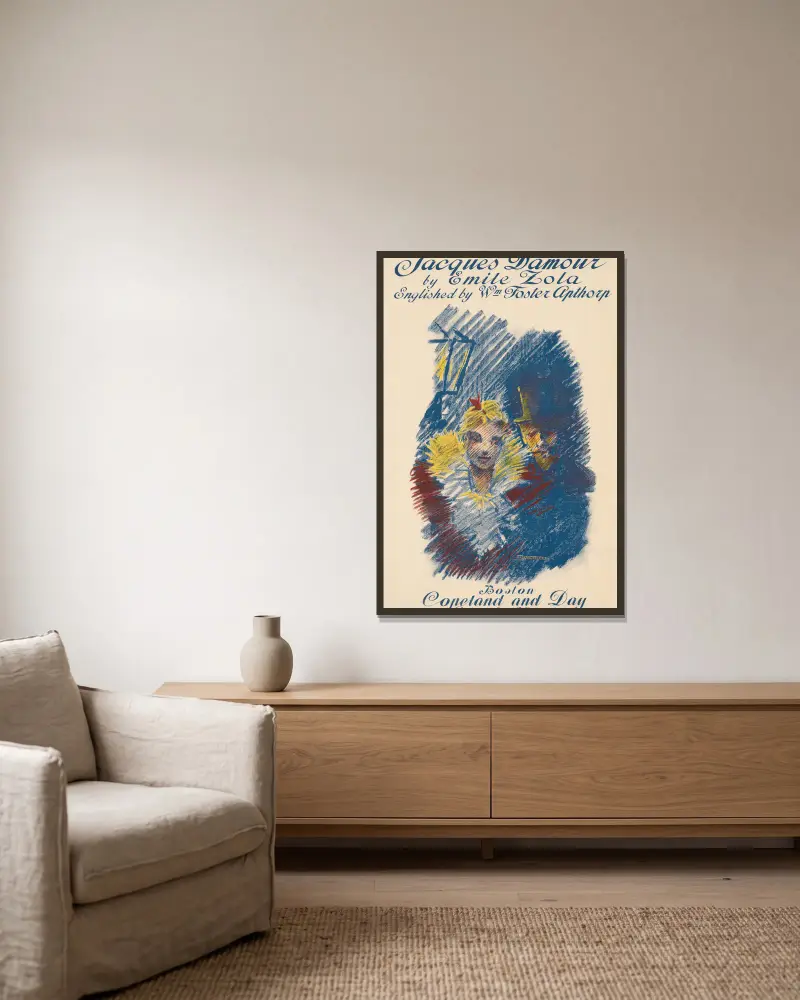 Jacques Damour von Émile Zola von Ethel Reed gerahmt an einer Wand